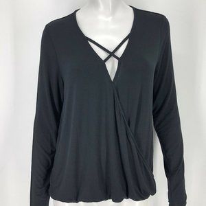 Mossimo Faux Wrap Draped Shirt Top Medium